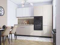 Кухонный гарнитур Фьюжн-07  270х60х214/Cream Silk/Silky White