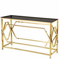 Стол консольный Искада 140х40х78/Металл Золото/ Стекло тонированное