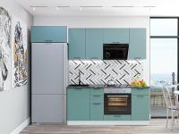Кухонный гарнитур Флэт-01  260х60х214/Grey-green In 2S