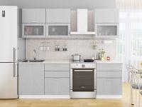 Кухонный гарнитур Валерия-М-01  180х60х214/Серый металлик дождь светлый
