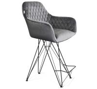 Стул полубарный 58х61х105,5/Угольно-Серый/Черный Муар