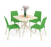 Обеденная группа 83х83х75 Бежевый/Зеленый/Ваниль