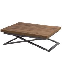 Стол-трансформер 70(140)х100х33(76)/Дуб Вотан/Серебро