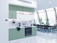 Кухонный гарнитур Фьюжн-01  230х60х234/Silky Mint/Silky White