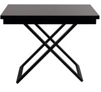 Стол-трансформер 80х101(202)х36(76)/Черный Глянец/ Опоры Черные