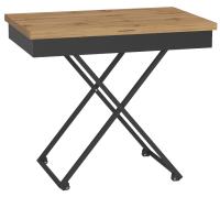 Стол-трансформер 85(110)х55х38,5(74)/Дуб Вотан/Черный