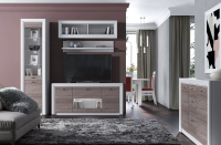 Гостиная К-3 Оливия 220х136х217 Вудлайн кремовый/Дуб анкора