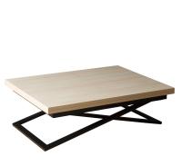 Стол-трансформер 70(140)х100х33(76)/Дуб Шамони Светлый/Чёрные Опоры