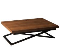 Стол-трансформер 70(140)х100х33(76)/Миланский Орех/Черные Опоры