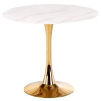 Стол обеденный Ариэль 90х90х75/Металл Золото/Керамика Белый