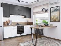 Кухонный гарнитур Фрейм-05  240х60х234/Stormy Silk/White Silk