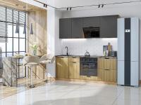 Кухонный гарнитур Евро Лайн-02  200х60х214/Антрацит/Дуб песочный