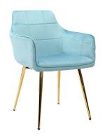 Стул-кресло Стелла 56х60х85/Металл Золото/Велюр Аквамарин