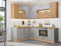 Кухонный гарнитур Флэт-02  170/240х60х234/Wotan Oak 2S/Temple Stone 2S