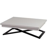 Стол-трансформер 80х101(202)х36(76)/Белый/Черные Опоры
