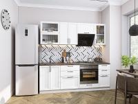 Кухонный гарнитур Сканди-02 White Silkwood 220х60х214/White Silkwood