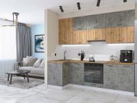 Кухонный гарнитур Флэт-04  100/250х60х234/Wotan Oak 2S/Temple Stone 2S