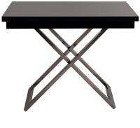 Стол-трансформер 80х101(202)х36(76)/Черный Глянец/ Опоры Нерж.Сталь