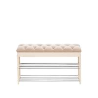 Банкетка Грейс 78,6х30,6х47 Дуб шампань/Бежевый, каретная стяжка