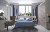 Спальня К-8 Оливия 96х277х141 Вудлайн кремовый/Дуб анкора