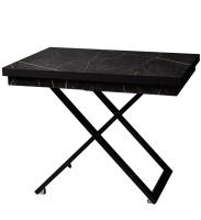 Стол-трансформер 80х101(202)х36(76)/Черный Мрамор/Черный