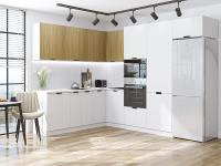 Кухонный гарнитур Евро Лайн-03  215/280х60х214/Дуб песочный/Белый