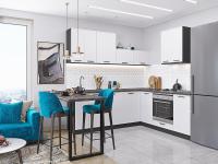 Кухонный гарнитур Фрейм-03  220/200х60х214/White Silk