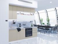 Кухонный гарнитур Фьюжн-01  230х60х234/Cream Silk/Silky White