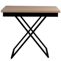 Стол-трансформер 60(120)х91х40(75)/Выбеленный Дуб/Черные Опоры