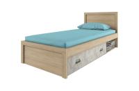 Кровать 1Я90 без ПМ 96,8х205,3х89,5 Дуб мадура/Энигма