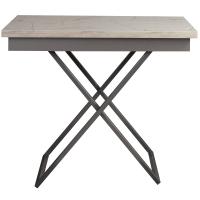 Стол-трансформер 60(120)х91х40(75)/Белый Мрамор/Серебро