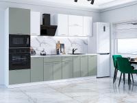 Кухонный гарнитур Квадро-01 300х60х214 Белый/Аквамарин