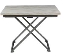 Стол-трансформер 70(140)х100х33(76)/Белый Мрамор/Хром