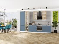 Кухонный гарнитур Фьюжн-08  340х60х234/Silky Blue