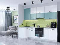 Кухонный гарнитур Флэт-04 Grey-green In 2S 100/250х60х234/Grey-green In 2S/White In 2S