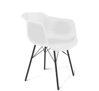 Стул пластиковый 61,5х54,5х78,5/Белый/Черный Муар