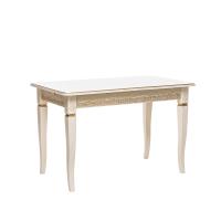 Стол раздвижной Дакота 120х70х76/Слоновая кость,патина золото