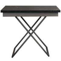 Стол-трансформер 60(120)х91х40(75)/Чёрный Мрамор/Серебро