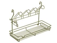 Полка одноярусная с подставкой для 4-х кружек /Античная бронза