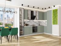 Кухонный гарнитур Квадро-04 340/160х60х234/Аквамарин