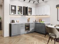 Кухонный гарнитур Ницца Royal-02  255/160х60х214/Blanco/Magnum