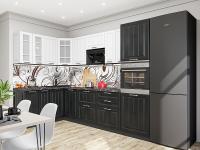 Кухонный гарнитур Прага-03 Белое дерево 160/280х60х214/Белое дерево/Венге Премиум