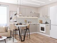 Кухонный гарнитур Фрейм-03  220/200х60х214/Cream Silk