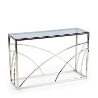 Стол консольный Аврора 120х40х78/Металл Хром/ Стекло прозрачное