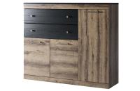 Тумба 3D2S 120,2х35,6х103 Дуб монастырский/Черный