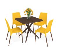 Обеденная группа 83х83х75 Коричневый/Желтый