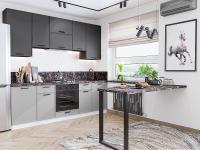 Кухонный гарнитур Фрейм-05  240х60х234/Stormy Silk/Grey Silk