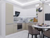 Кухонный гарнитур Фьюжн-04  250/180х60х214/Silky Grey/Silky White