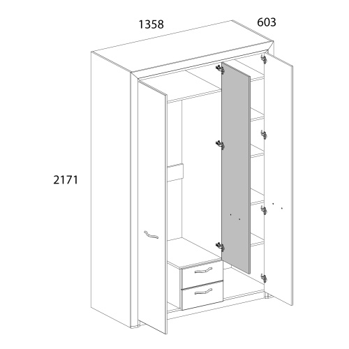 Шкаф 3D2S Z 136х60х217 Вудлайн кремовый/Дуб анкора фото в интернет-магазине BestWood