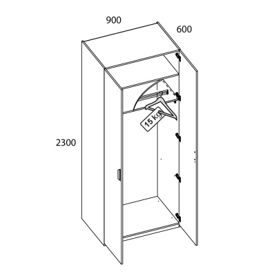 Шкаф 2DG 90х60х230/Персидский жемчуг фото в интернет-магазине BestWood
